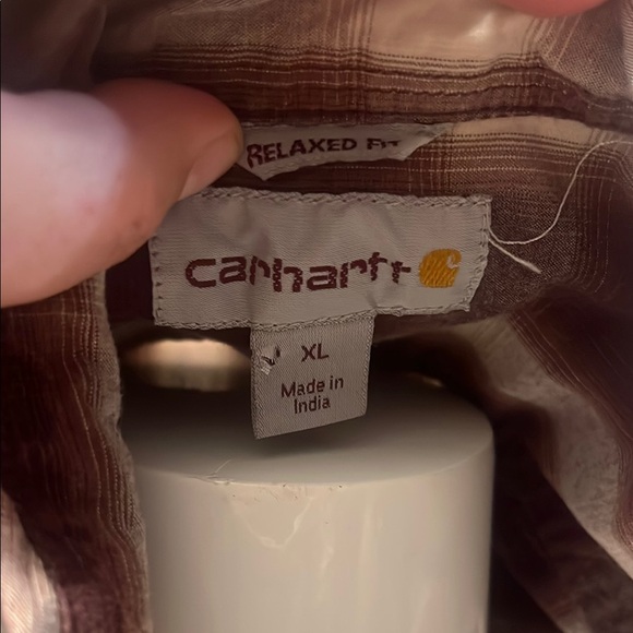 Carhartt Burgandy and White Casual Button Down Shirt size XL - Picture 2 of 8